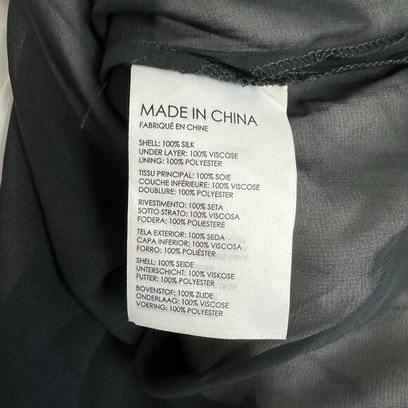 Club Monaco Women’s 14 Silk Double V-Neck Mini Dress White Black Floral Slip NWT - Picture 10 of 10